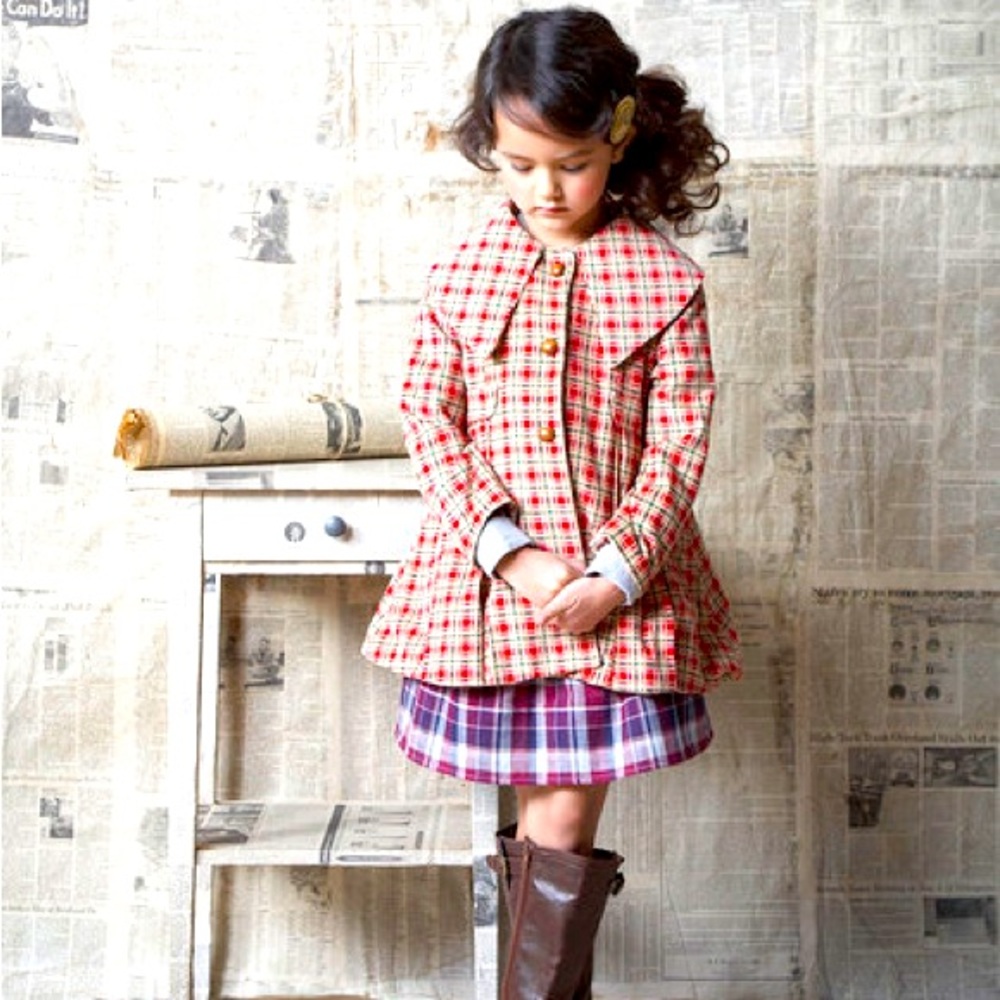 Blu Pony Vintage Kids Corduroy Coat with Woven buttons